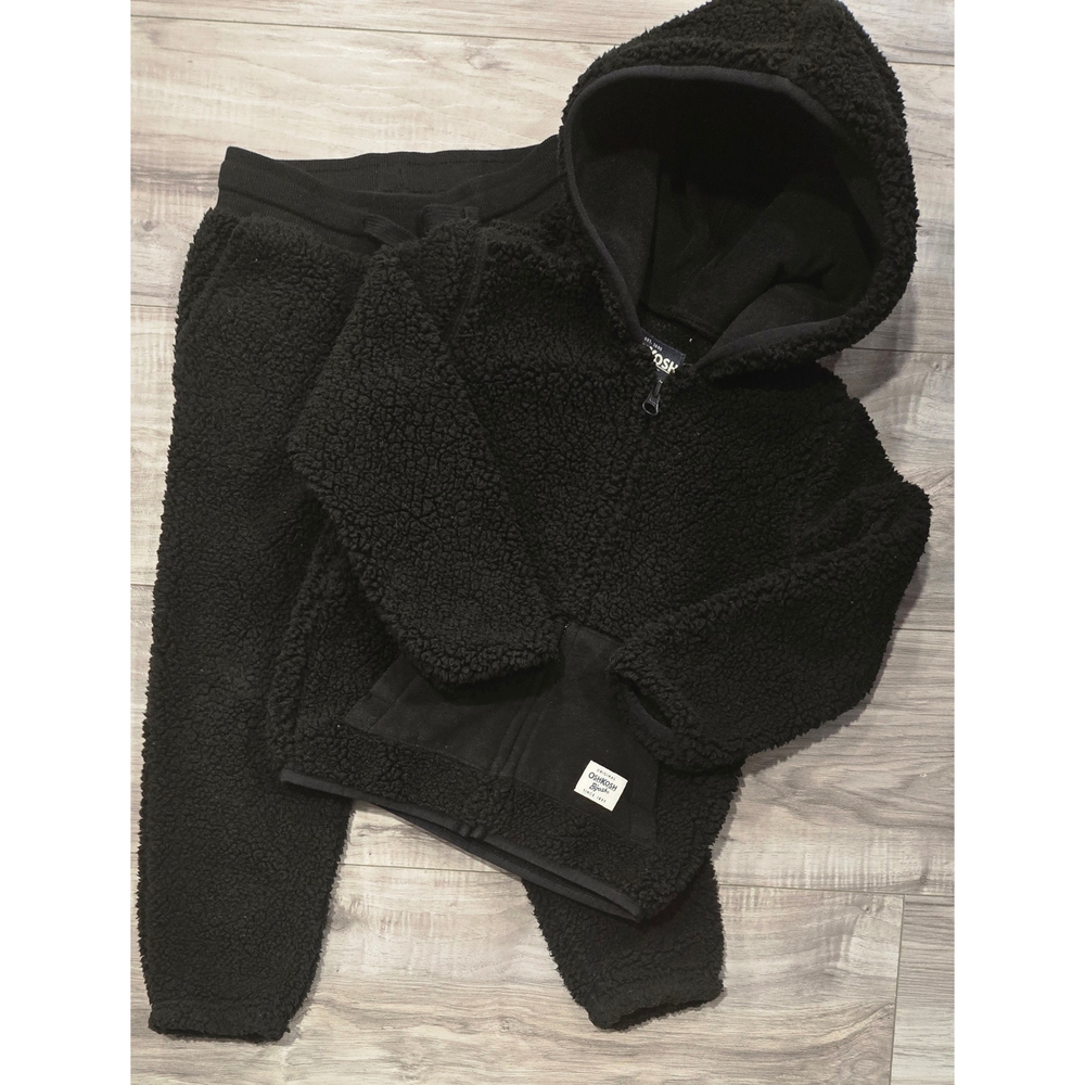 OshKosh B'gosh Black Sherpa Zip Hoodie Pant Set.